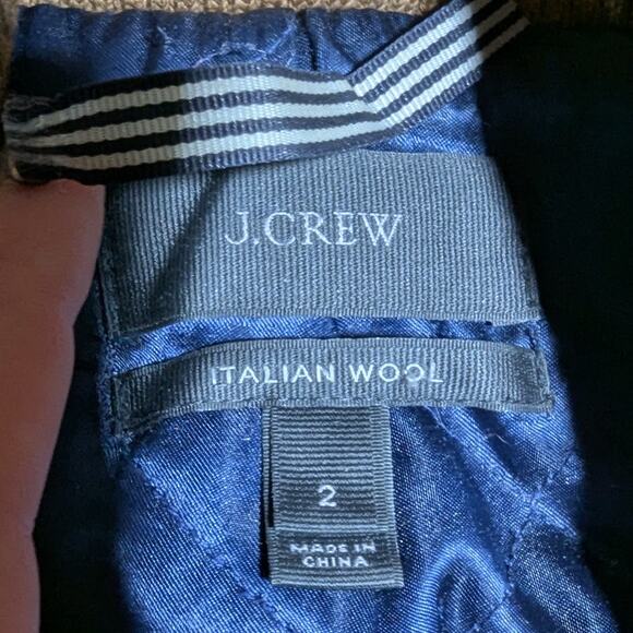 J. Crew Camel Tan Italian Stadium Cloth Wool Blend Full Zip Lodge Coat Sz 2 - Picture 6 of 7